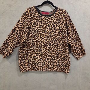 Love Scarlett Leopard Print Sweater Knit Women Size 1X Classic Comfy Warm Casual